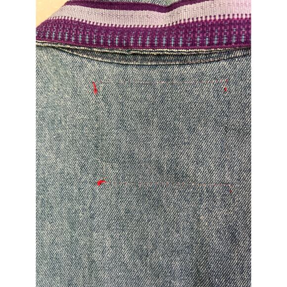 Vintage 90s Rustic Denim Chore Jacket XL Blue Cotton Embroidered Button Up Retro - Picture 3 of 9
